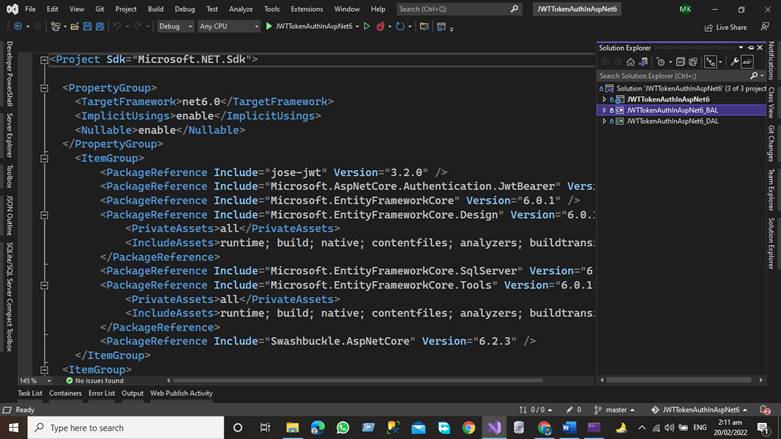 JWT Token Authentication in Asp.net Core 6 Web API Using Three Tier Architecture